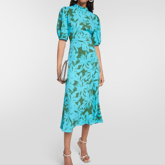 Dresses & Skirts - NEW Diane von Furstenberg Nella Floral-print Crepe Midi Dress - Blue